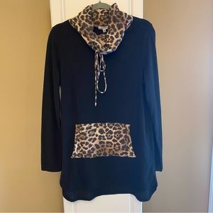 Cowlneck leopard sweater